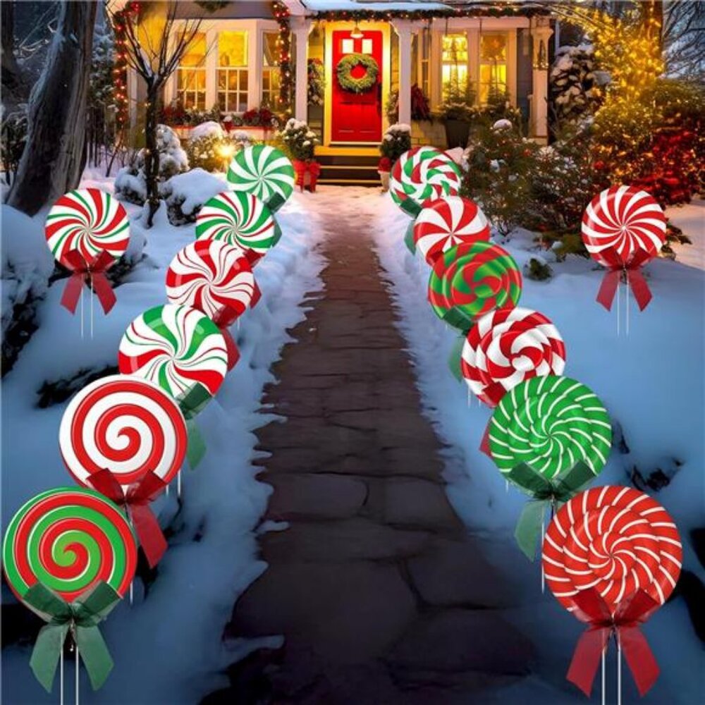 15 Pcs Christmas Outdoor Yard Signs Candy Decorations Outdoor Christmas Decor - Picture 4 of 8
